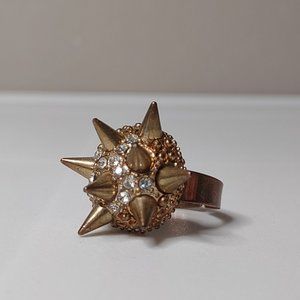 Very Cool Metal Spike And Rhinestone Ring Size 7.5